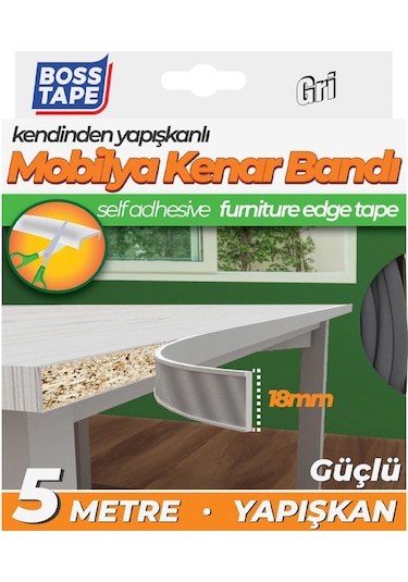 Boss Tape Yapışkanlı Gri Masa Mobilya Kenar Bandı
