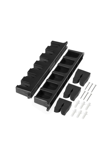 Novahub 6 İnce Olta İçin Duvara Monte Küçük Olta Rafı Depolama Tutucu Siyah