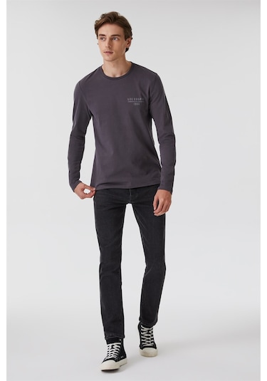 Lee Cooper Renzo Erkek O Yaka Uzun Kol T-Shirt Antrasit-15358 Antrasit