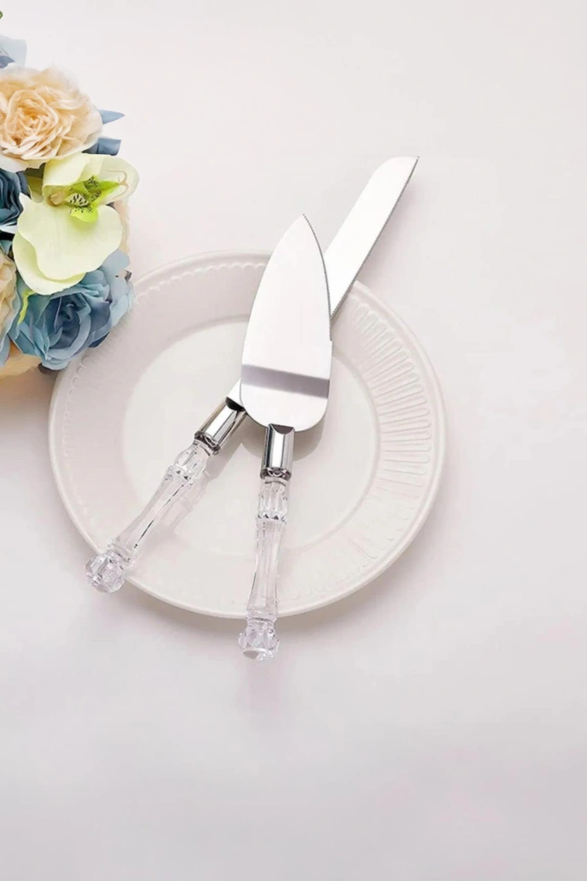 2 Li Paslanmaz Çelik Pasta Servis Seti Spatula Bıçak Seti