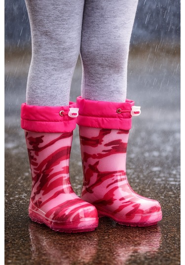 Unisex Çocuk Kamuflaj Desenli Yağmur Çizmesi