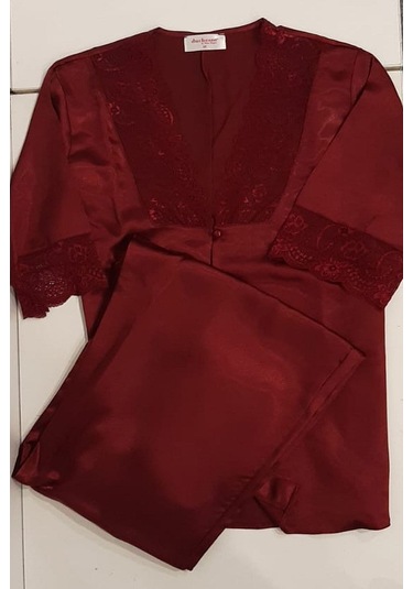 Duchesse 137 Çeyizlik Dantelli Saten 6'lı Set -bordo Bordo