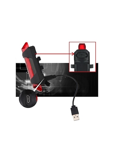USB Şarj Edilebilir Parlak Bisiklet LED Arka Lamba