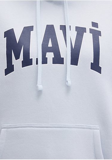 Mavi - Mavi Logo Baskılı Kapüşonlu Mavi Sweatshirt 1600361-70717 Mavi