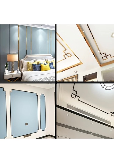 Gateesat Aynalı Çelik Yapışkan Metal Şerit 5m Titanyum Gümüş Tv Duvar Dekor