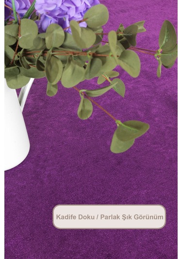 Elart Kadife Masa Örtüsü Dikdörtgen 150x220 Cm Mor Mor