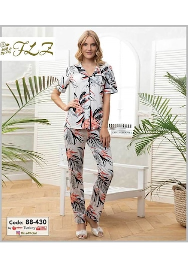 Dowry Flz 88-430 Kısa Kollu Bayan Pijama Takımı-2316-TURUNCU Turuncu