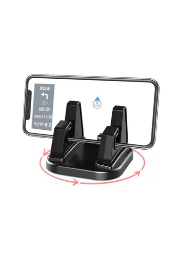 Yifomall Araç İçin 360 Derece Döner Telefon Tutucu, Sabitleyici, Abs+plastik+gümüş, Siyah, 6x6x4.5cm, Akıllı Telefon Ve Tablet Uyumlu