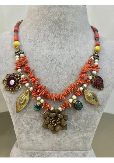 Karışık Taş Tasarım Kolye 204