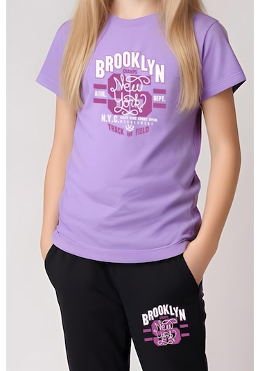 Fyk Kids Kız Çocuk Broklyn 95 Baskılı Alt-üst Takım Lila