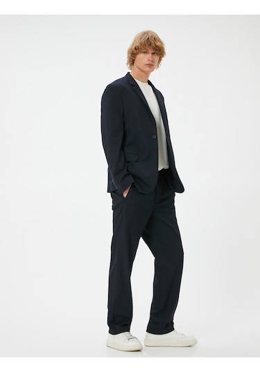 Koton Kumaş Pantolon Düğmeli Cep Detaylı Lacivert 4spm40001hw Lacivert