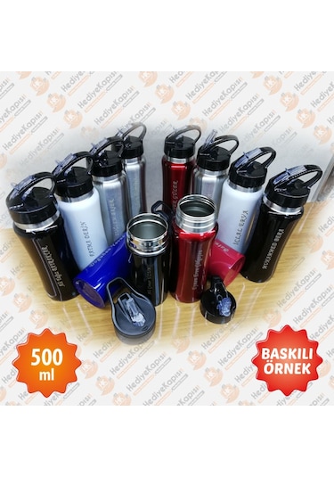 500 ML İsme Özel Emzikli Matara Lazer Baskılı Gümüş