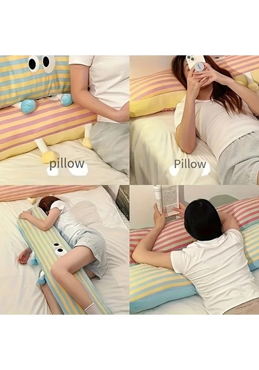 Elmpaly Yan Yataklar İçin Uzun Çizgi Yastık Yatak Kanepe Desteği Sarı El Yıkama Sarı