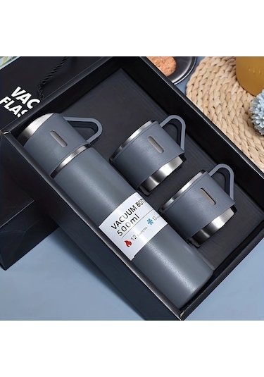 Trendooze Sunshine022 Mavi 16.9oz Paslanmaz Çelik Termos Bardağı Seyahat Seti Sıcak Soğuk Tutar Mavi