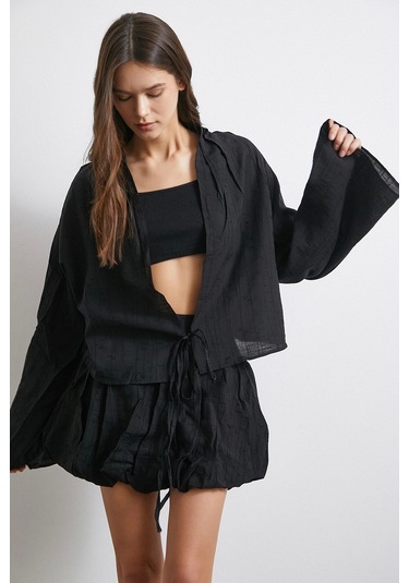 Astarlı Balon Etek Siyah Siyah