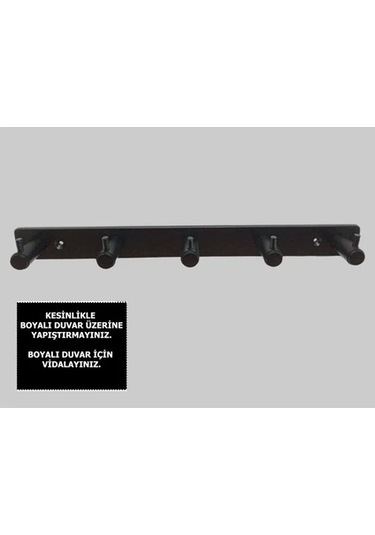 Glare Çubuklu İster Kendinden Yapışkanlı İster Vidalı Askılık Beşli Mat Siyah Çok Renkli