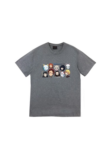 Damon Slayer Anime Baskılı Tshirt Çok Renkli