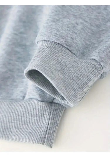 Kışlık Kapüşonlu Sweatshirt, Çocuk Kediciklerbaskılı Gri