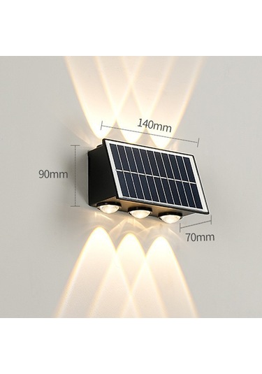 Mufunye Güneş Enerjili Dış Mekan Duvar Lambası - Ip65 Su Geçirmez Bahçe Villa Dekoratif Aydınlatma 6 Kafa Sıcak Işık Diğer