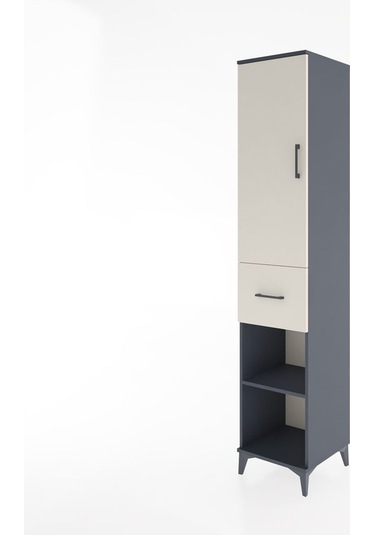 Hyperion Dolap 4 Raflı Tek Çekmeceli Tek Kapaklı 44x44x221 An... Antrasit