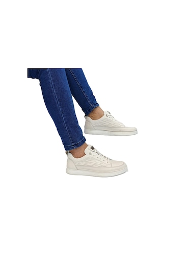 Voyager M012 Beyaz Hakiki Yumuşak Deri Erkek Ayakkabı Beyaz