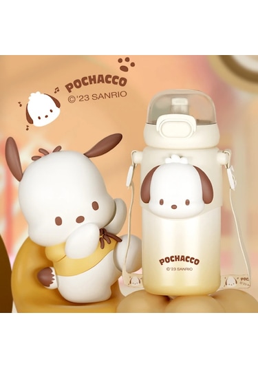 460 Ml Kuromi Çocuk Termos Kız Saman Su Isıtıcısı Crossbody Paslanmaz Çelik F 460ml F