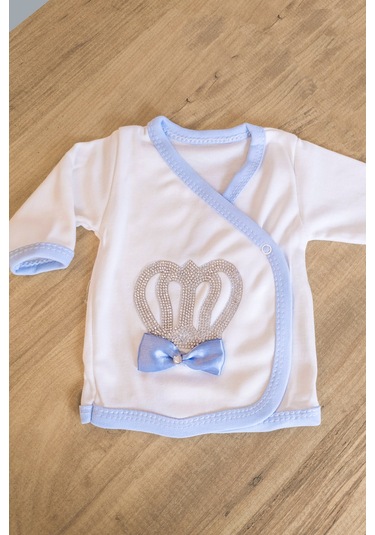 Mavi Taşlı 5 Parça Hastane Çıkışı Erkek Bebek Giyim Mavi