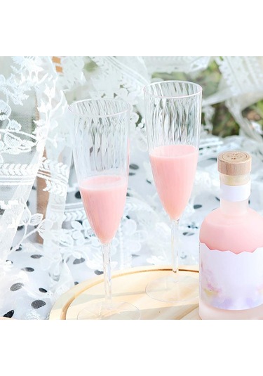 1/8 Adet Plastik Şampanya Kadehi Flüt Tek Kullanımlık Düğün Parti Kaynağı Drinkware 8pcs