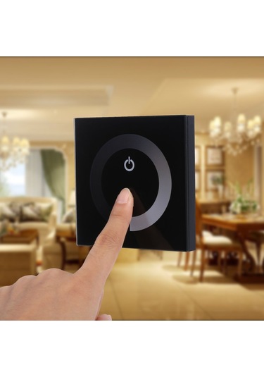 12v24v Tek Renkli Led Kontrolör Dimmer Değişiklik Parlaklık Dokunmatik Panel Dimmer Duvar Anahtarı Denetleyicisi Siyah Siyah