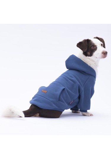 Lacivert Kanguru Cepli Kedi-köpek Hoodie- Sweatshirt Kedi Köpek Kıyafeti