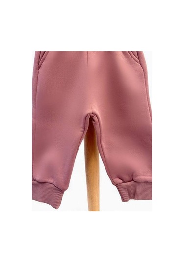 Kız Bebek İçi Şardonlu Kalın Eşofman Alt-15455 Gül Kurusu