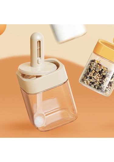 Suntek Mutfak Malzemeleri Mini Baharat Kavanozu Şeffaf Gri