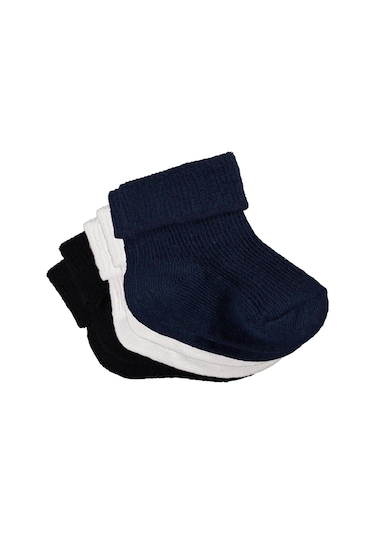 Civil Baby Basic Kıvrık 3'lü 6- Bebek Erkek Çorap Set - Standart 18 Ay Standart