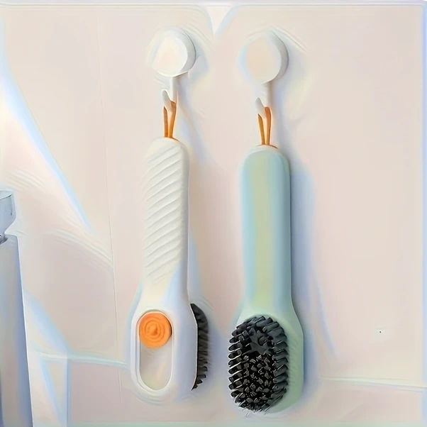 Globalbloom Beyaz Manuel Sıvı Dispenseli Çok Amaçlı Temizlik Fırçası Seti