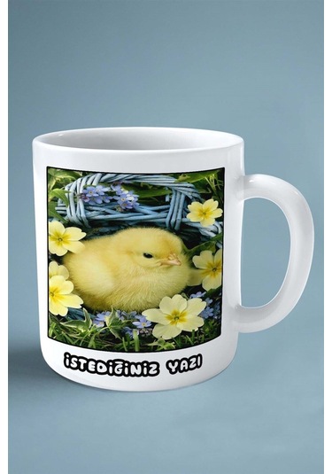 Civciv Baskılı Kupa Bardak Çift Taraflı Kişiye Özel Çerçeveli Renkli Model 10 Çok Renkli