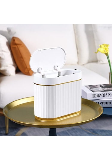 Qian Akıllı Çöp Kutusu - 5l Büyük Kapasiteli Mühür Kilit Kokusu Beyaz