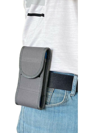 Lederax Ld170 Kanvas Kumaş Cırt Kapaklı Kemere Takılan Telefon Kı