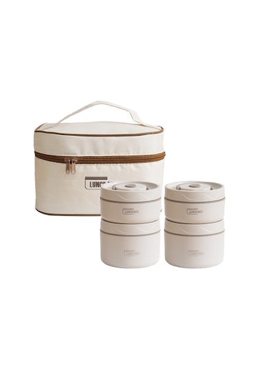 Airron Eternal Luck Paslanmaz Çelik 4 Katlı Yalıtımlı Gıda Saklama Kutusu Beyaz