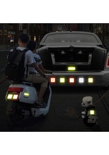 Sarı 10 Adet Araba Tampon Yansıtıcı Güvenlik Şeridi Çıkartmaları - Gece Sürüş Güvenliğinizi Ve Stilinizi Geliştirin A-7