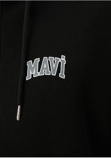 Mavi - Mavi Logo Baskılı Fermuarlı Siyah Sweatshirt 0611715-900 Siyah