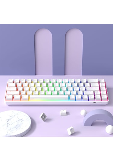 Magegee Mk-box Pudding 68 Tuş Rgb Red Switch Kablolu Beyaz Gaming Klavye