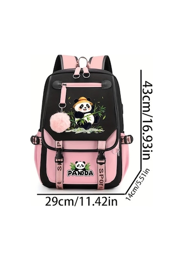 Dream011 Moda Yaratıcı Pembe Panda Desenli Tip A Sırt Çantası Büyük Kapasiteli Ayarlanabilir Askılı Günlük Kullanım İş Ve Seyahat İçin İdeal Pembe