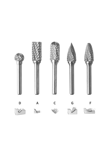 Novahub 5'li Set Tungsten Çelik Döner Freze Uçları - 6mm Sap, 8mm Baş - Metal İşleme Aksesuarı