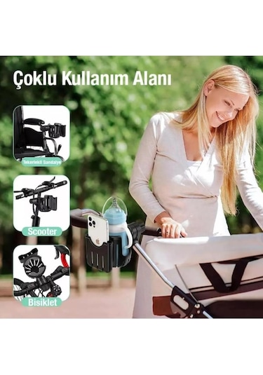 Weigo Bebek Arabası Telefon ve Bardak Tutucu - Siyah
