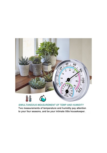 Maiyame Duvar Tutulabilen Kompakt Oda Sıcaklık Nem Ölçeri - Bebek Aileleri İçin Gerekli - Pil Gerekmez - Gümüş Renk