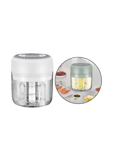 Usb Şarj Edilebilir Mini Elektrikli Sarımsak Doğrayıcı, 100ml Taşınabilir Gıda İşlemcisi Ve Et Kıyma Makinesi, Su Geçirmez Mutfak Aletibeyaz Siyah