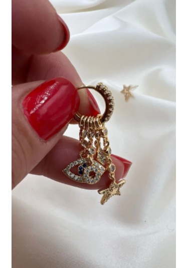 Bb Çoklu Charm Küpe Altın