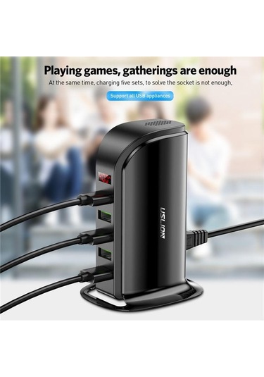 5 Port Usb Şarj Hub Led Ekran Çoklu Usb Şarj İstasyonu Dock Masaüstü Duvar Ev Ab İngiltere Tak Eu