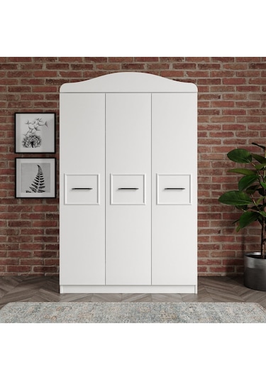 Line 3 Kapaklı 2 Gizli Çekmeceli 11 Bölmeli Beyaz Dolap