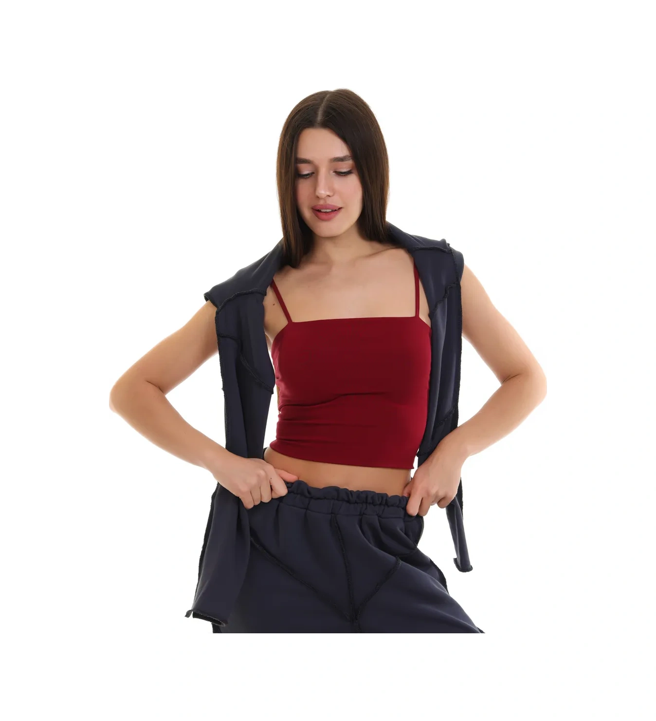 Zlata Top Kadınlık Yazlık Üst: Uzun İnce Askılı Bordo Askılı 391009456 Bordo